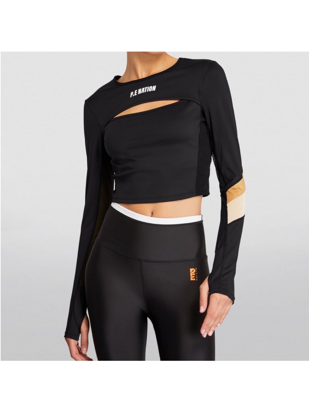 PE nation magnitude long sleeve top black/ rattan. Medium